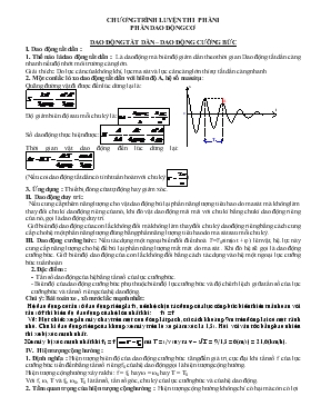 Giáo án Ôn tập vật lý 12  - Chương trình luyện thi phần I Phần dao động cơ dao động tắt dần  Dao động cưỡng bức